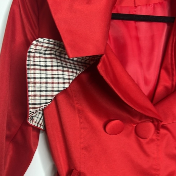 Dolce & Gabbana D & G Sz 6 Red Matte Satin Four Button Belted Trench Coat - Picture 7 of 11